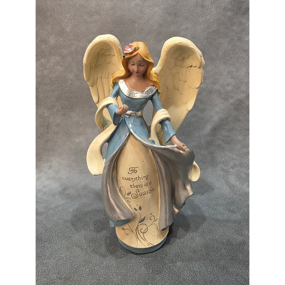 2014 WMG Angel Figurine To Everything There Is A Season Blue Silver Resin 9.25in